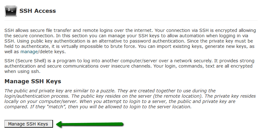 cPanel SSH Access