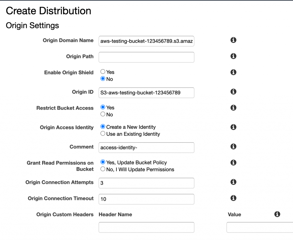 CloudFront Distribution Settings