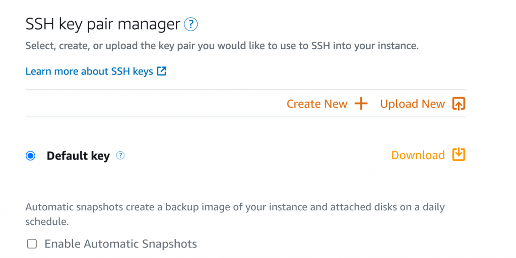 AWS Lightsail SSH Key pair manager