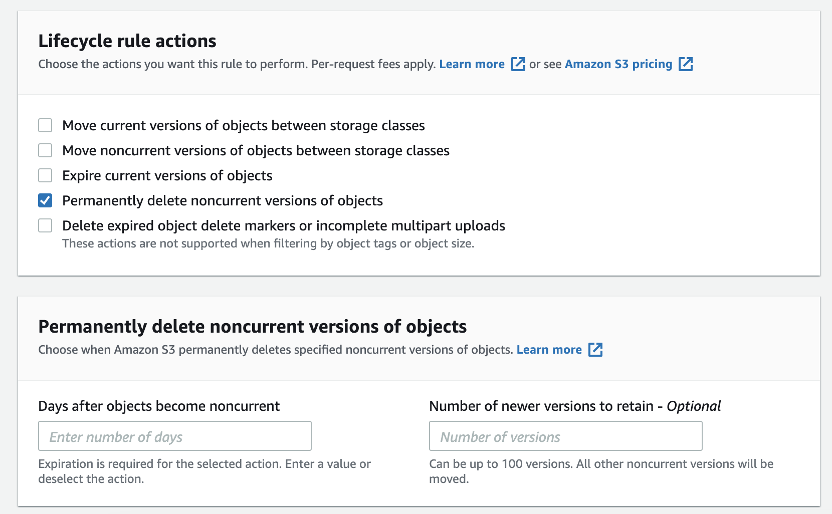 S3 Bucket Delete Old Versions Using Lifecycle Rules